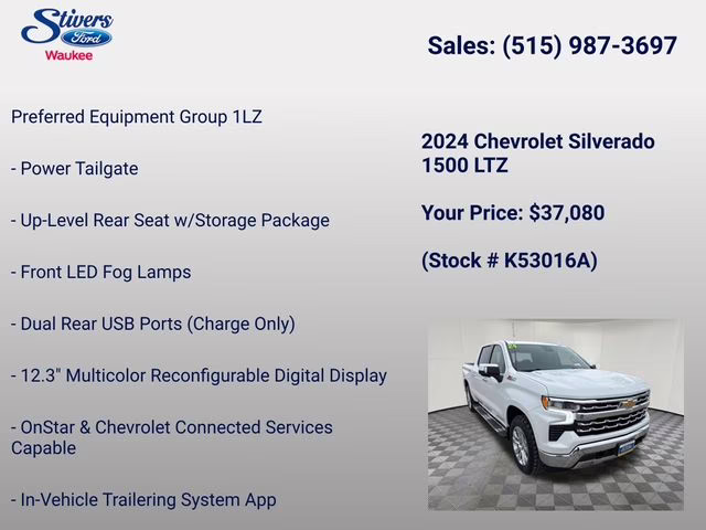 2024 Summit White Chevrolet Silverado 1500 LTZ 4X4 Truck
