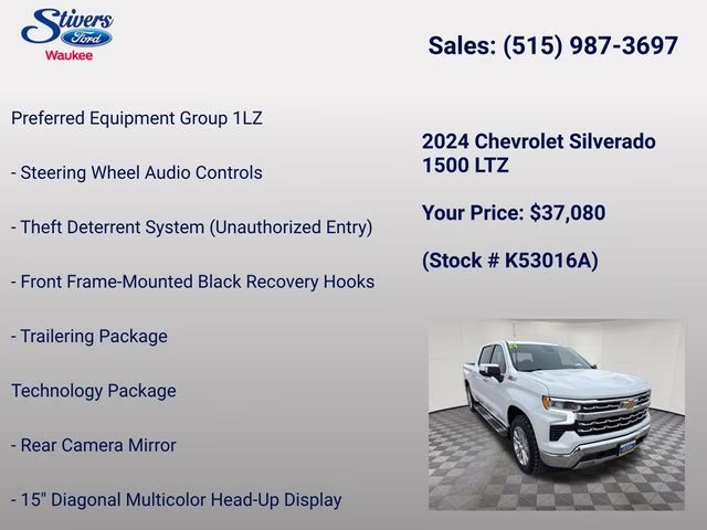 2024 Summit White Chevrolet Silverado 1500 LTZ 4X4 Truck
