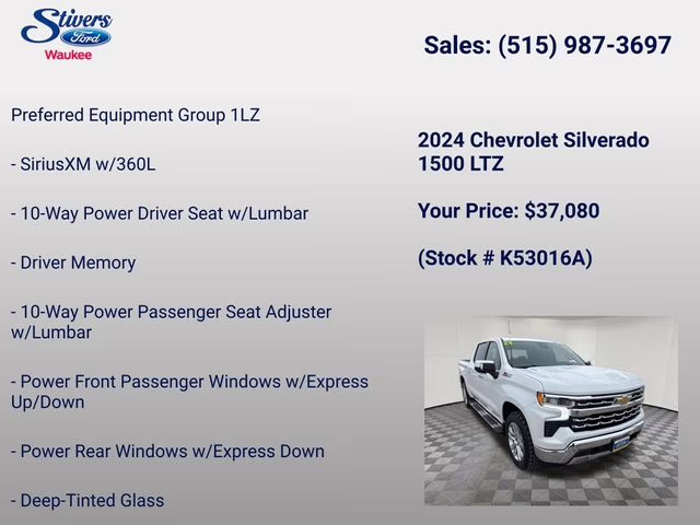 2024 Summit White Chevrolet Silverado 1500 LTZ 4X4 Truck