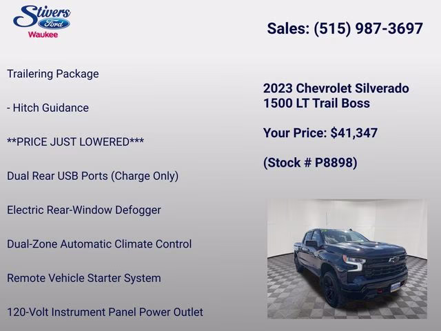 2023 Blue Chevrolet Silverado 1500 LT Trail Boss 4X4 Truck
