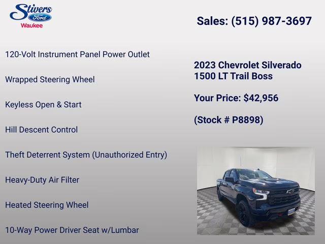 2023 Blue Chevrolet Silverado 1500 LT Trail Boss 4X4 Truck