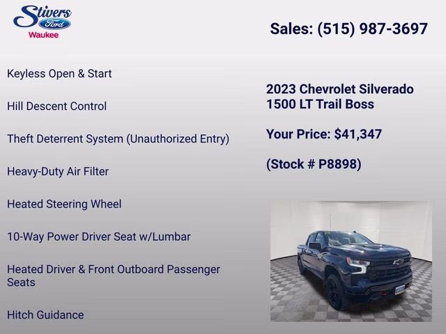 2023 Blue Chevrolet Silverado 1500 LT Trail Boss 4X4 Truck