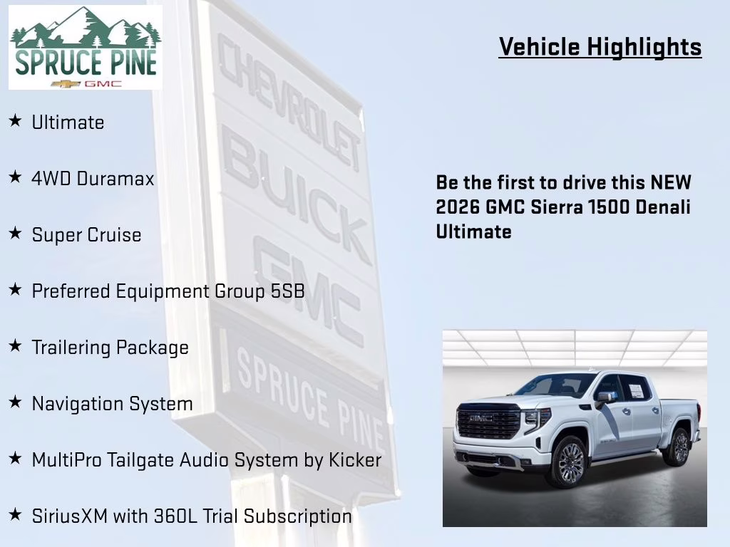 2026 Glacier White Tricoat GMC Sierra 1500 Denali Ultimate 4X4 Truck