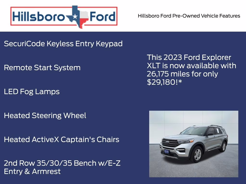 2023 Iconic Silver Metallic Ford Explorer XLT RWD SUV