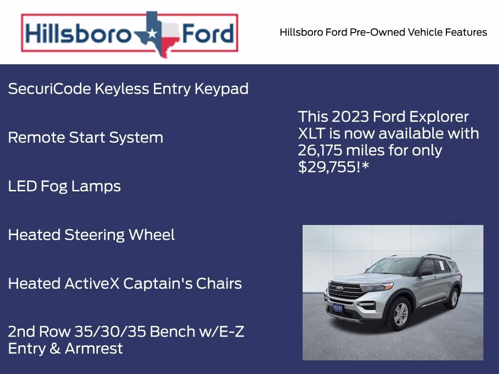 2023 Iconic Silver Metallic Ford Explorer XLT RWD SUV