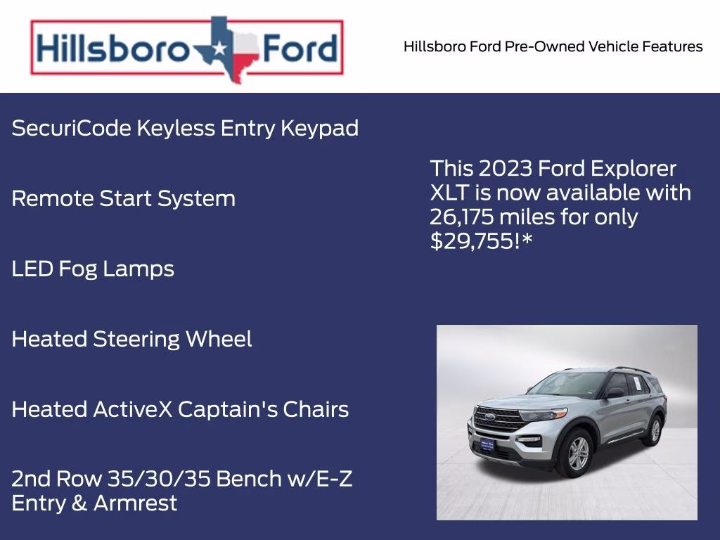 2023 Iconic Silver Metallic Ford Explorer XLT RWD SUV