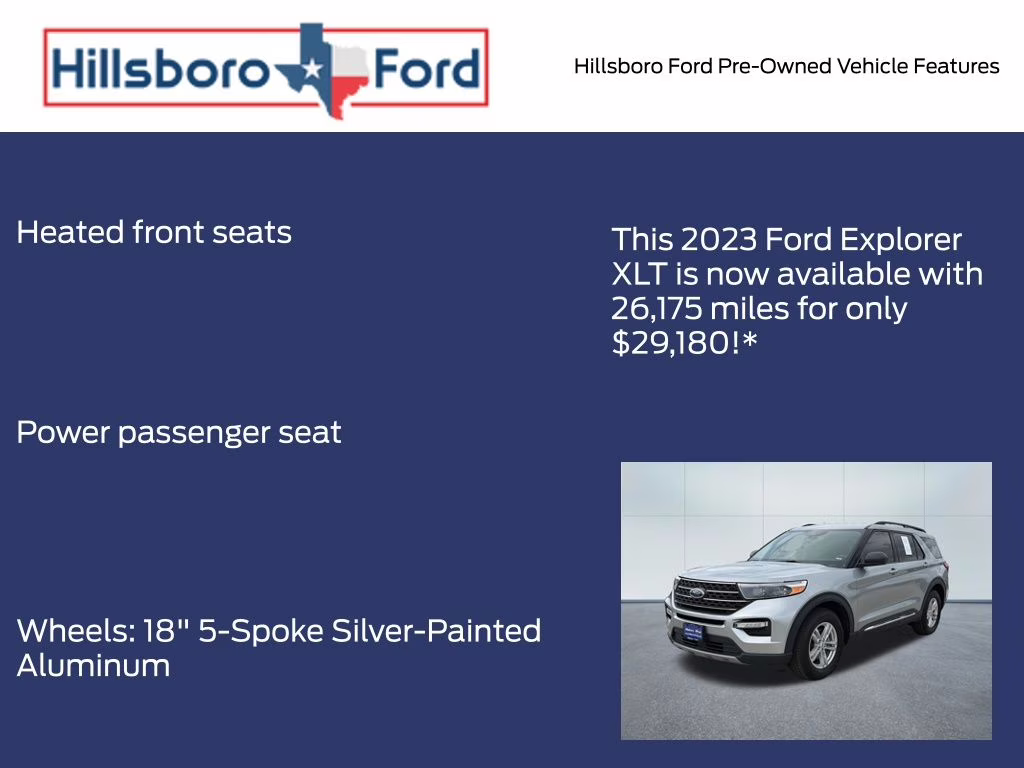 2023 Iconic Silver Metallic Ford Explorer XLT RWD SUV
