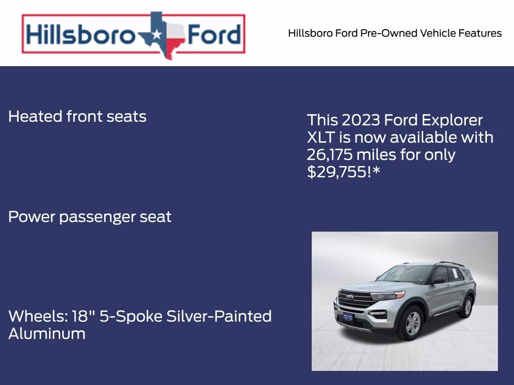 2023 Iconic Silver Metallic Ford Explorer XLT RWD SUV
