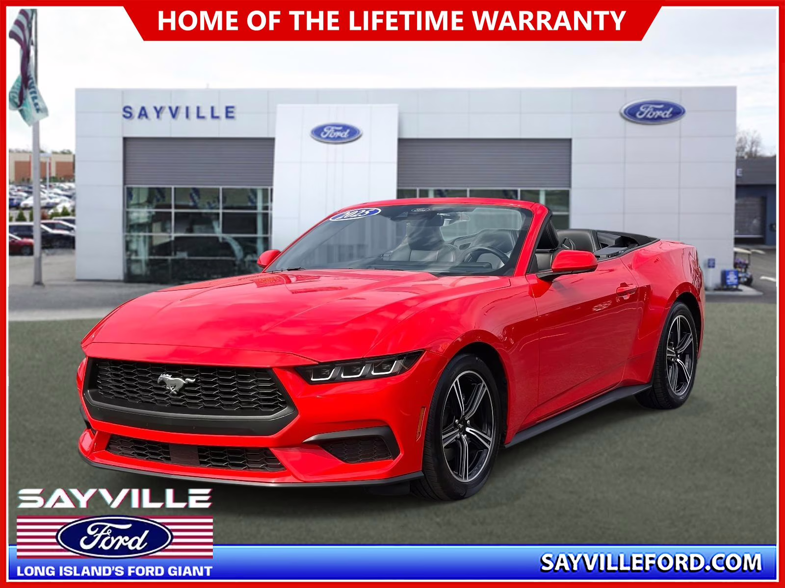 2025 Race Red Ford Mustang EcoBoost Premium Convertible RWD Sedan