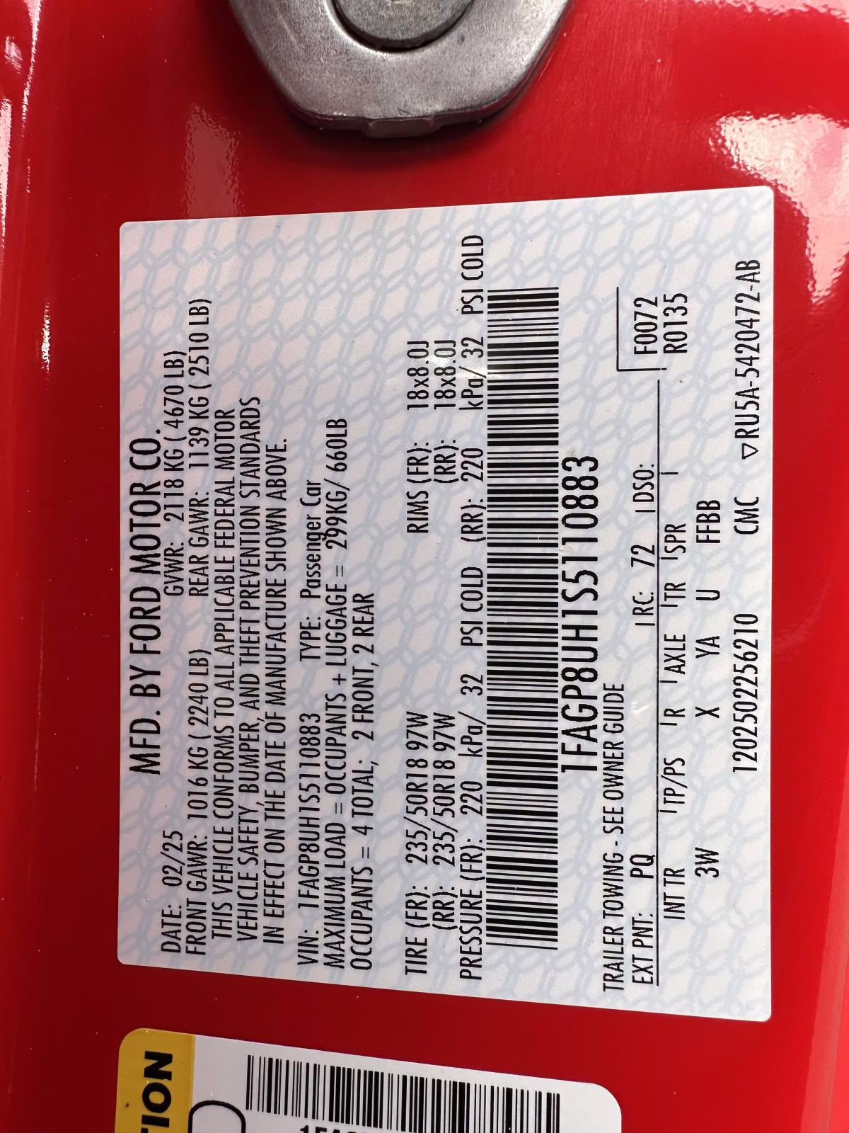 2025 Race Red Ford Mustang EcoBoost Premium Convertible RWD Sedan