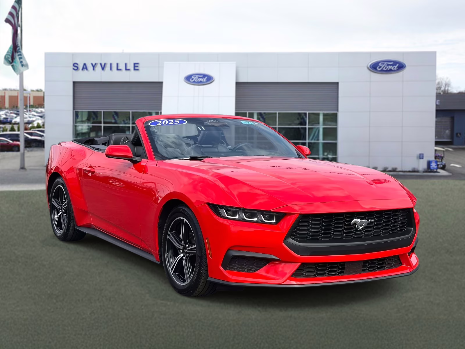 2025 Race Red Ford Mustang EcoBoost Premium Convertible RWD Sedan
