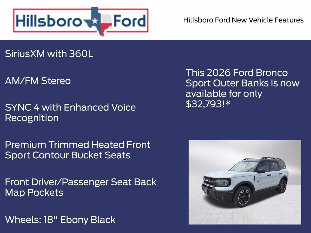 2026 Space White Metallic Ford Bronco Sport Outer Banks 4X4 SUV
