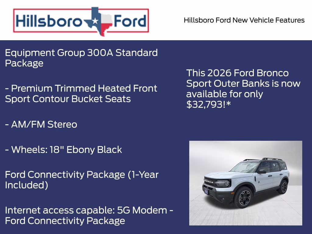 2026 Space White Metallic Ford Bronco Sport Outer Banks 4X4 SUV