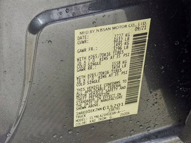 2022 Gun Metallic Nissan Frontier S 4X4 Truck