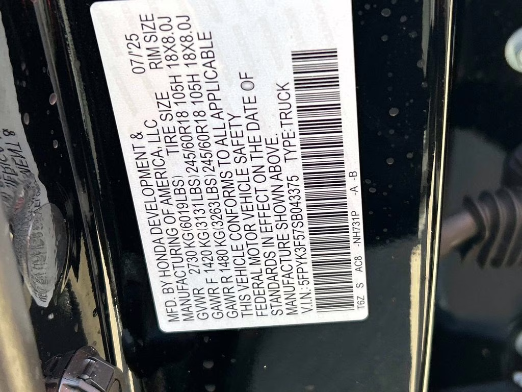 2025 Black Honda Ridgeline RTL AWD Truck