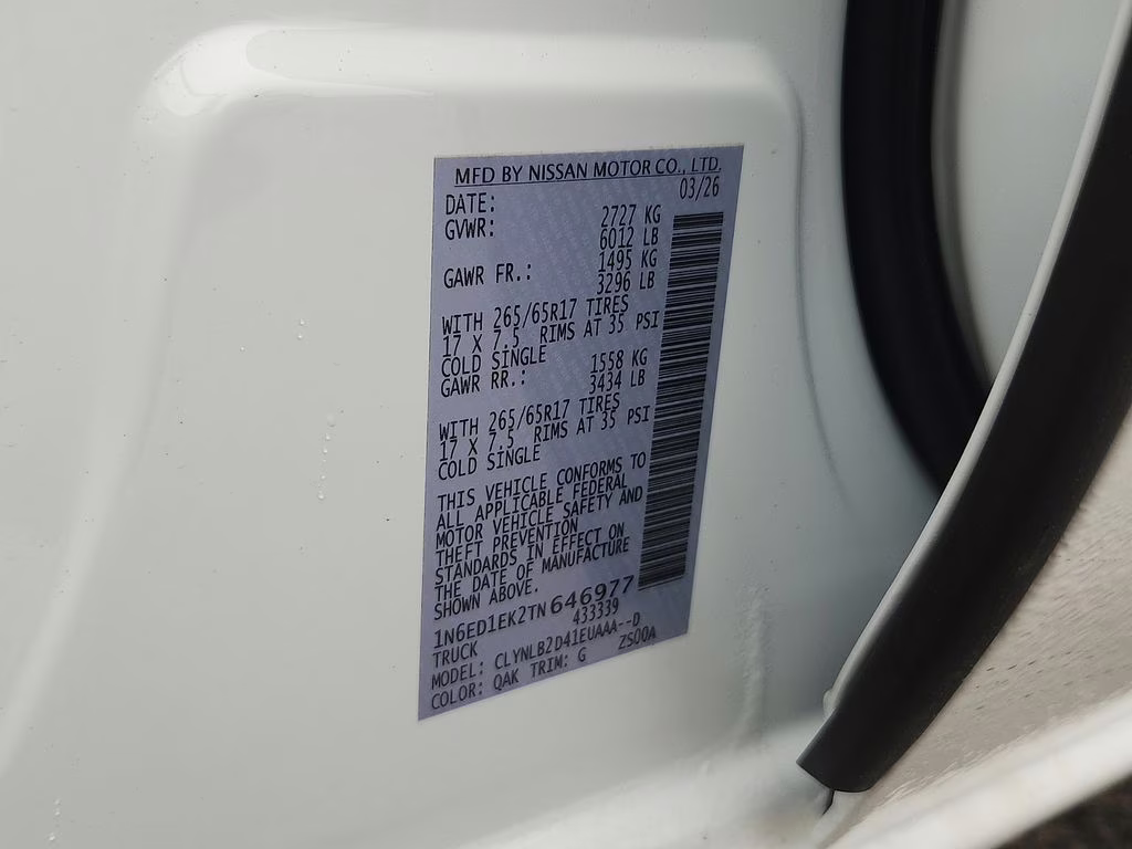 2026 Glacier White Nissan Frontier SV 4X4 Truck
