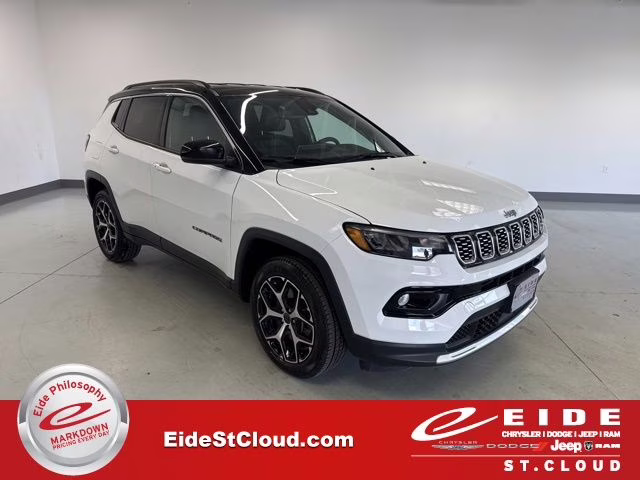 2025 Bright White Clearcoat Jeep Compass Limited 4X4 SUV