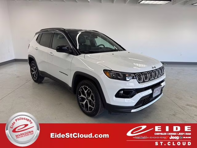 2025 Bright White Clearcoat Jeep Compass Limited 4X4 SUV