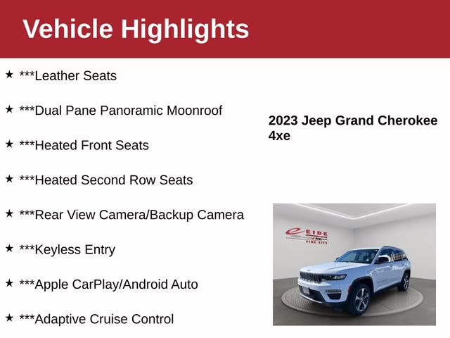 2023 Bright White Clearcoat Jeep Grand Cherokee 4xe 4X4 SUV