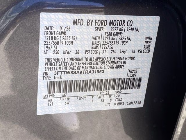 2026 Carbonized Gray Metallic Ford Maverick LARIAT AWD Truck