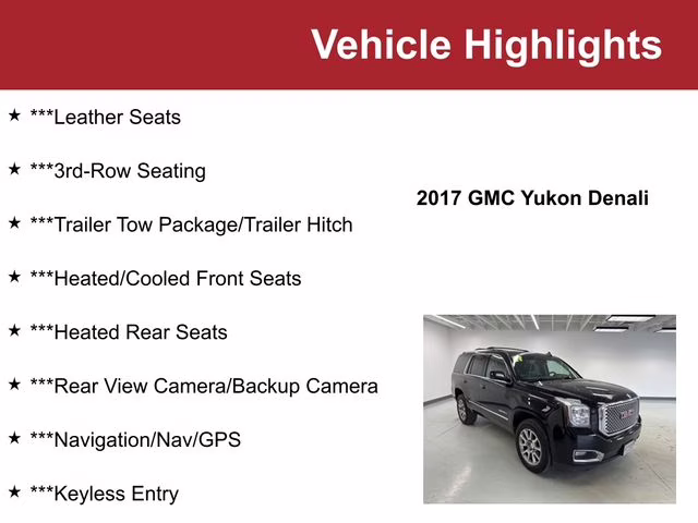 2017 Onyx Black GMC Yukon Denali 4X4 SUV