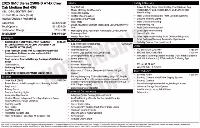 2025 Onyx Black GMC Sierra 2500HD AT4X 4X4 Truck