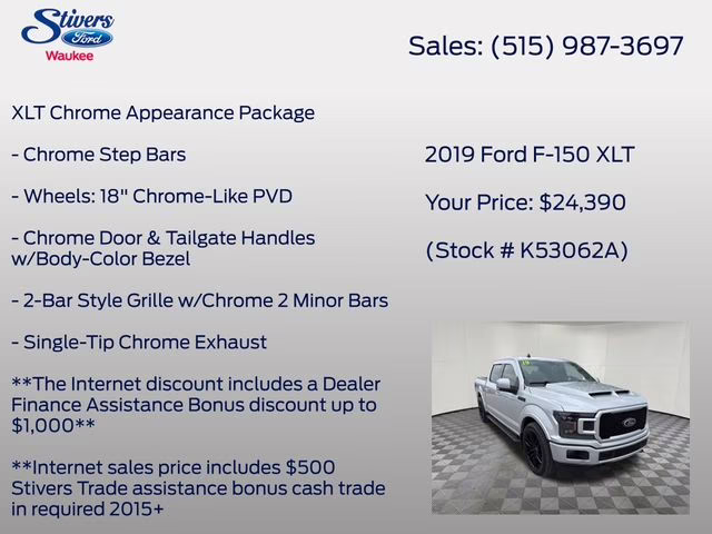 2019 Ingot Silver Ford F-150 XLT 4X4 Truck