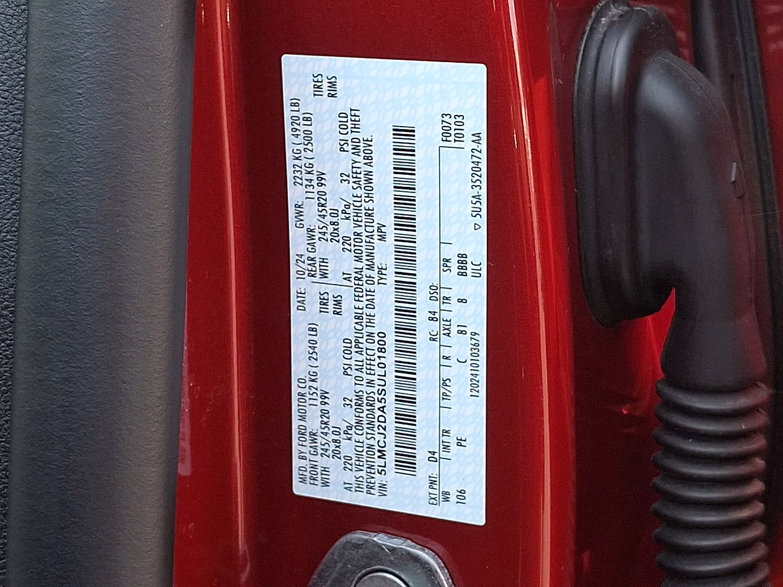 2025 Red Carpet Metallic Tinted Clearcoat - D4 Lincoln Corsair Reserve AWD