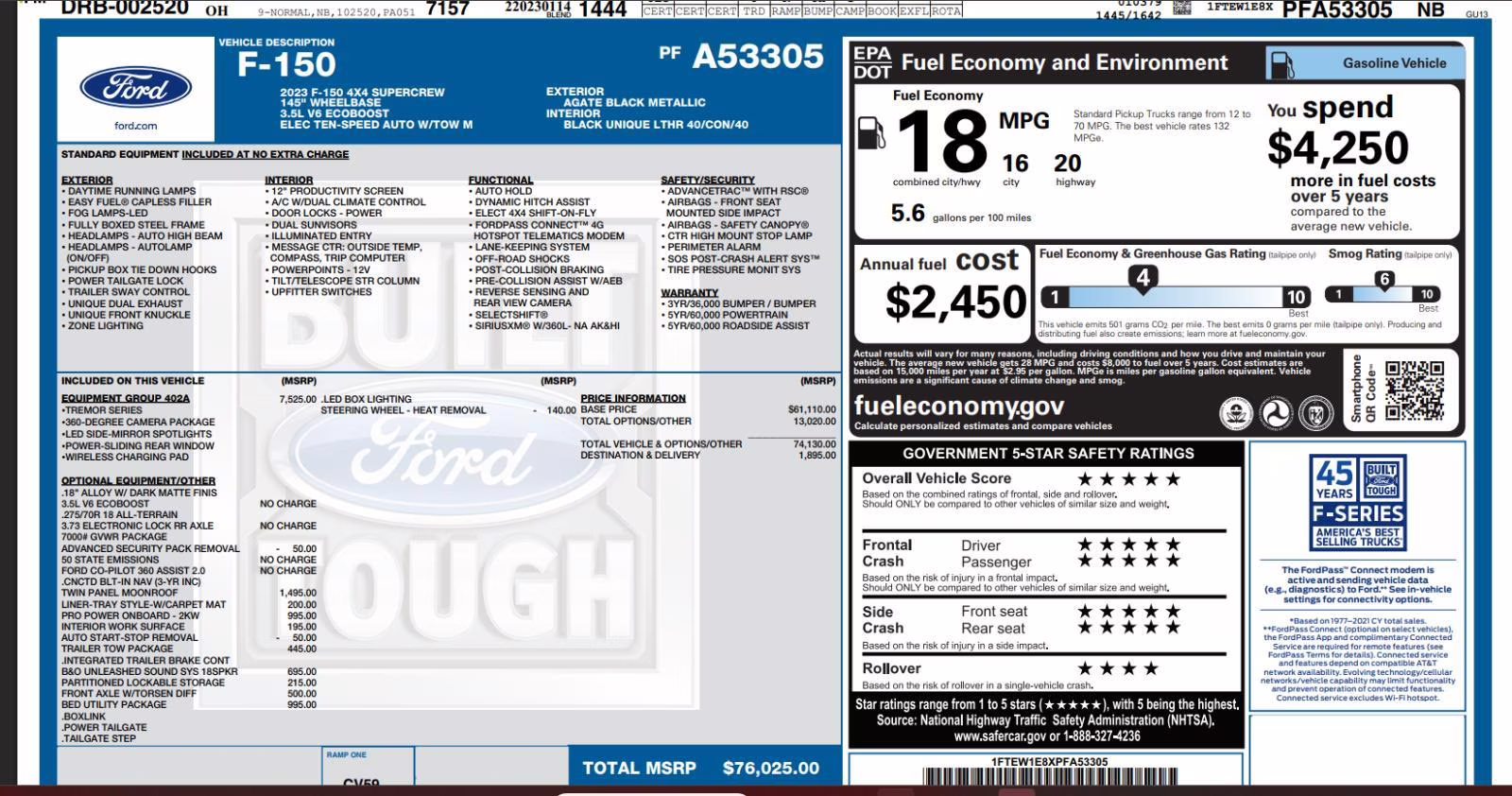 2023 Agate Black Ford F-150 Tremor 4X4 Truck