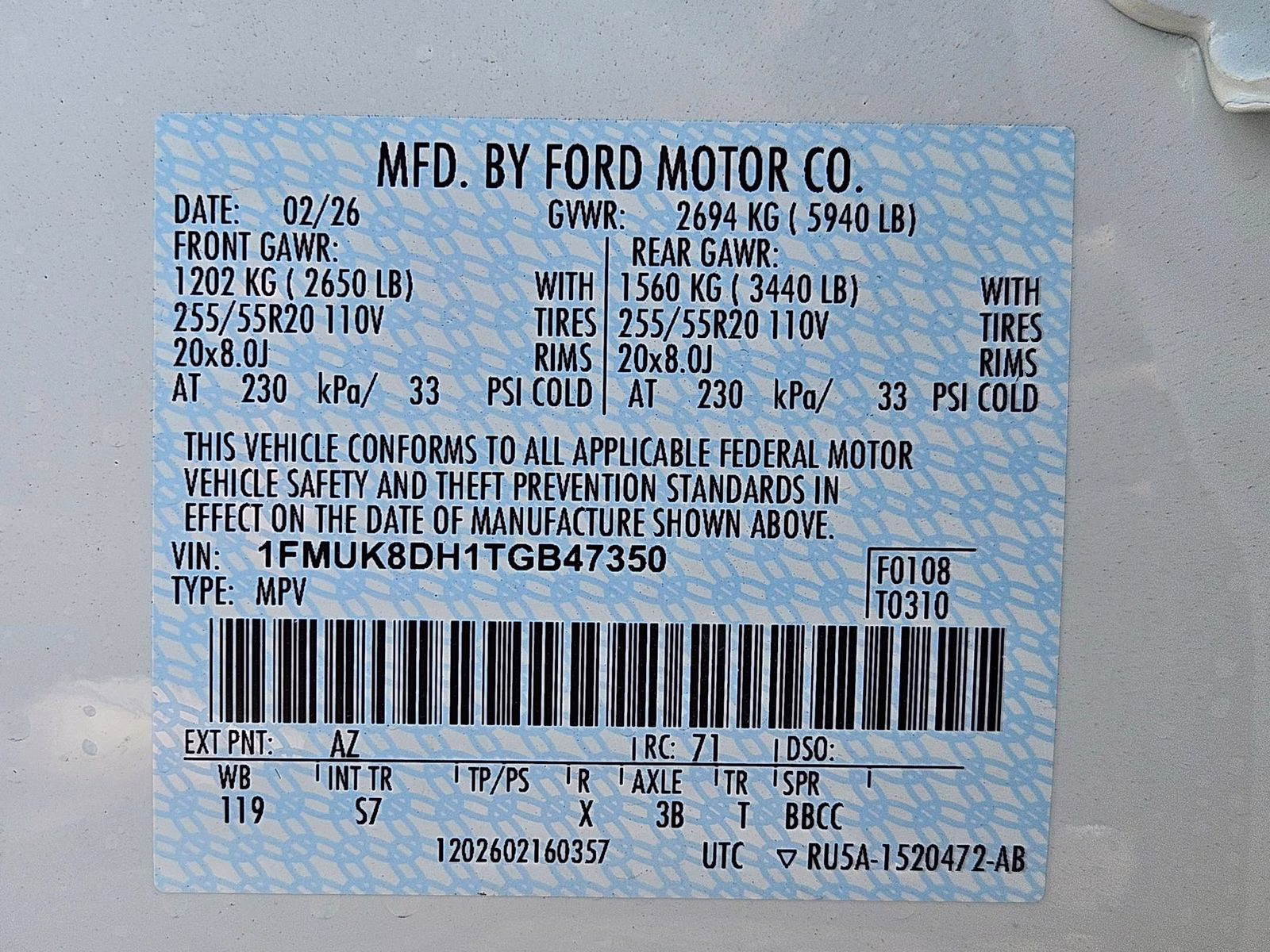 2026 White Metallic Ford Explorer Active 4X4 SUV