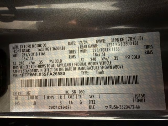 2025 Carbonized Gray Metallic Ford F-150 Tremor 4X4 Truck