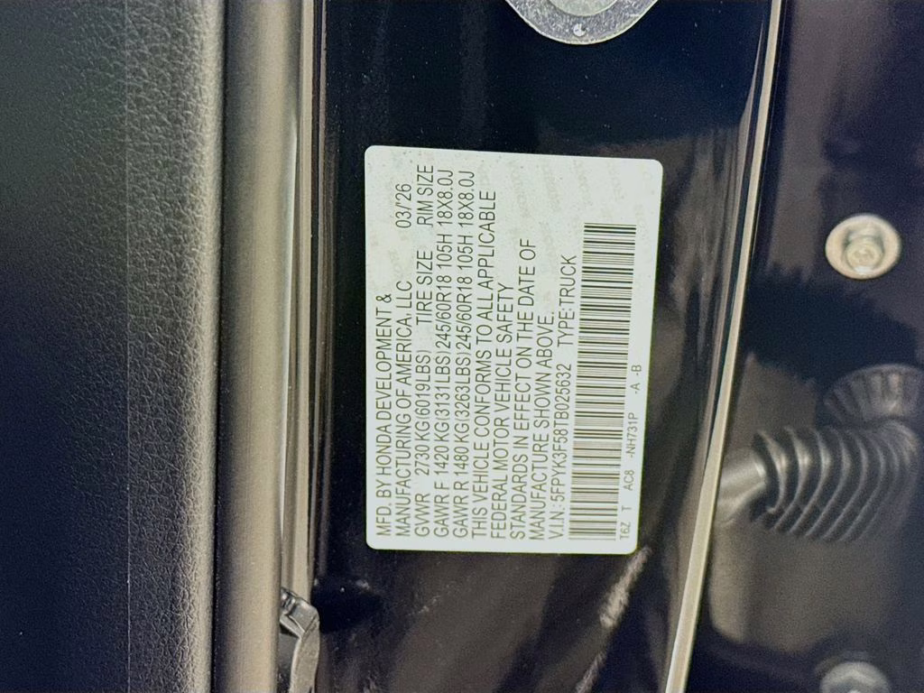 2026 Crystal Black Pearl Honda Ridgeline RTL AWD Truck