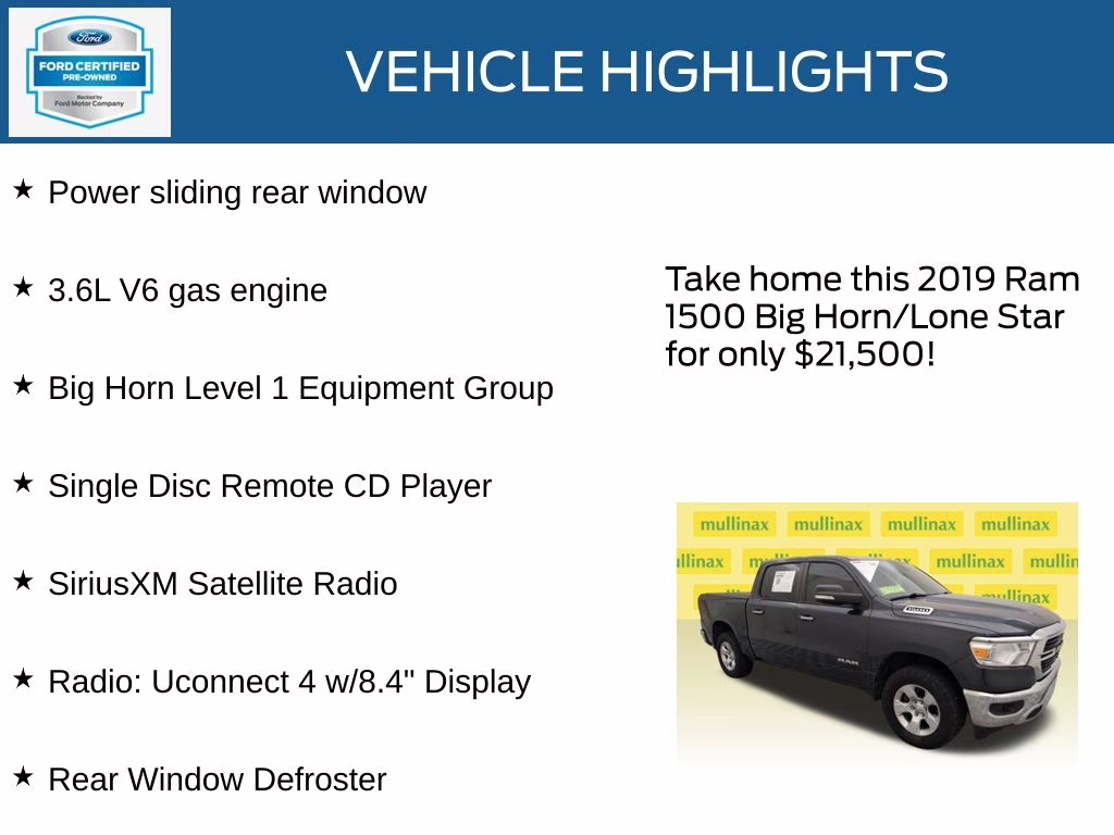 2019 Maximum Steel Metallic Clearcoat Ram 1500 Big Horn/Lone Star 4X4 Truck