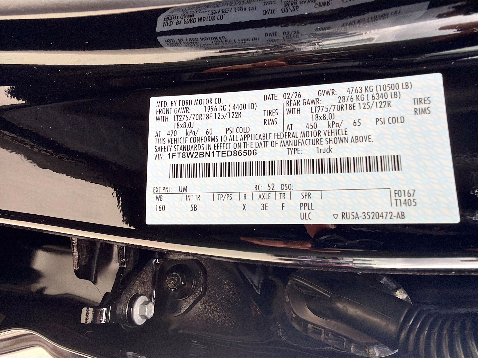 2026 Agate Black Metallic Ford Super Duty F-250 SRW Lariat 4X4 Truck