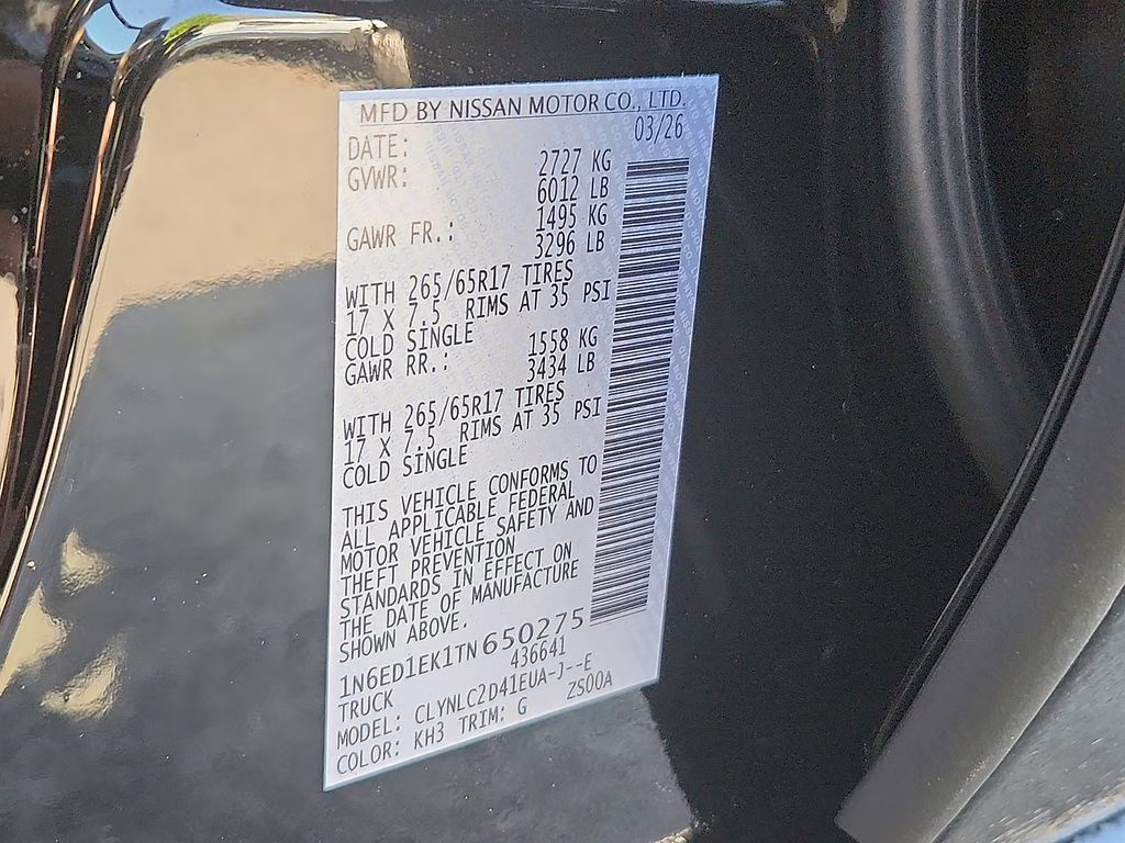 2026 Super Black Nissan Frontier SV 4X4 Truck