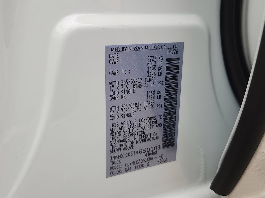 2026 Glacier White Nissan Frontier SV 4X4 Truck