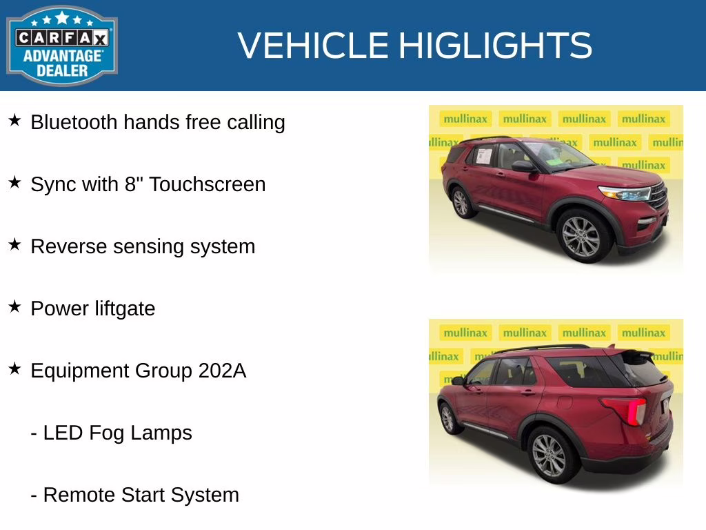 2020 Rapid Red Metallic Tinted Clearcoat Ford Explorer XLT RWD SUV