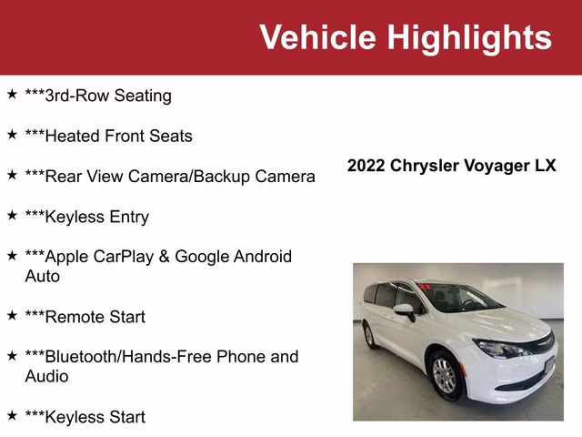 2022 Bright White Clearcoat Chrysler Voyager LX FWD Van