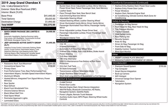 2019 Pacific Blue Clearcoat Jeep Grand Cherokee Limited X 4X4 SUV