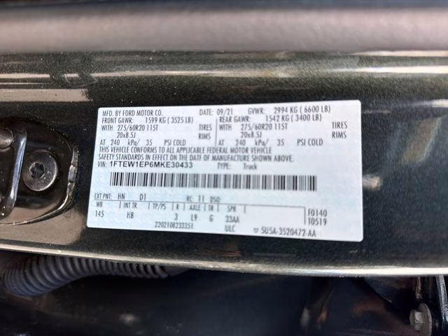 2021 Gray Ford F-150 Lariat 4X4 Truck