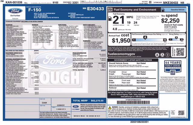 2021 Gray Ford F-150 Lariat 4X4 Truck