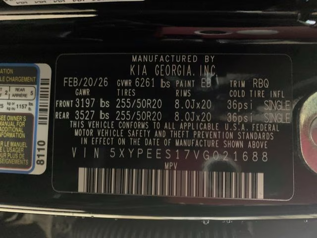 2027 Ebony Black Kia Telluride S AWD SUV