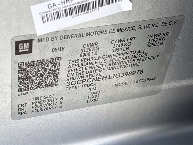 2018 Silver Ice Metallic Chevrolet Silverado 1500 WT RWD Truck