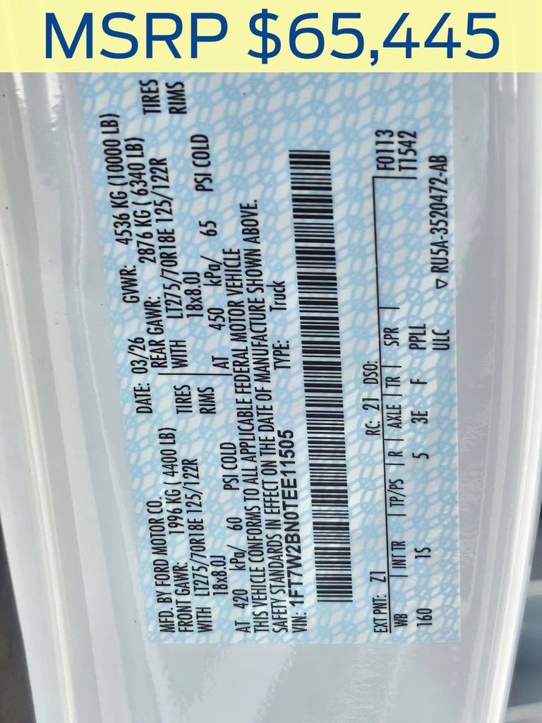 2026 Oxford White Ford Super Duty F-250 SRW XL 4X4 Truck