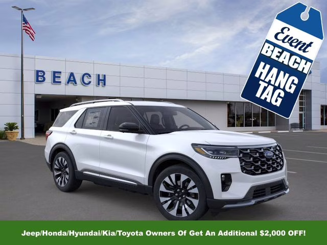 2026 Star White Metallic Tri-Coat Ford Explorer Platinum 4X4 SUV