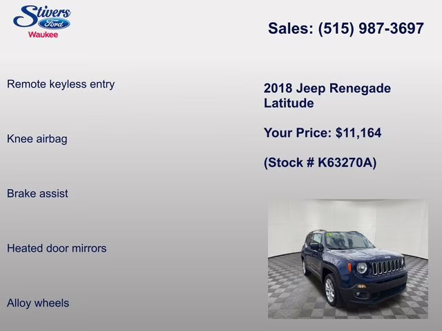 2018 Jetset Blue Jeep Renegade Latitude 4X4 SUV