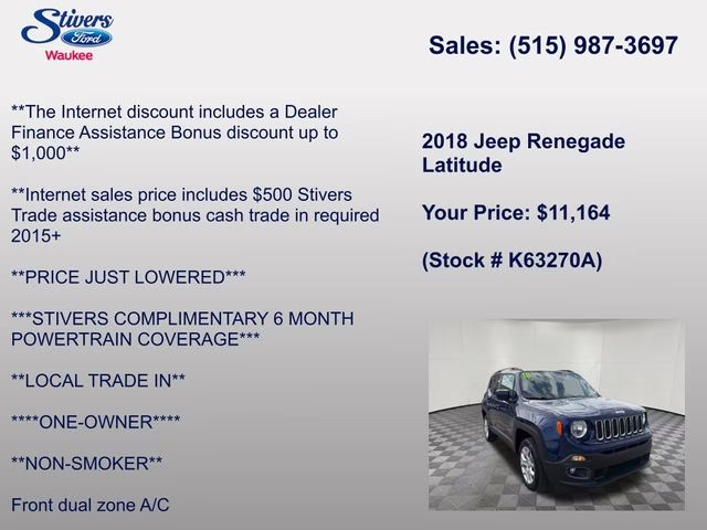 2018 Jetset Blue Jeep Renegade Latitude 4X4 SUV