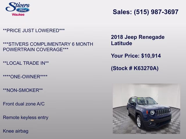 2018 Jetset Blue Jeep Renegade Latitude 4X4 SUV