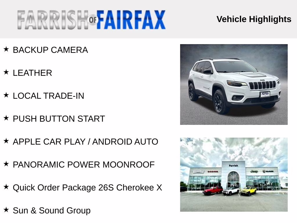 2022 Bright White Clearcoat Jeep Cherokee X 4X4 SUV