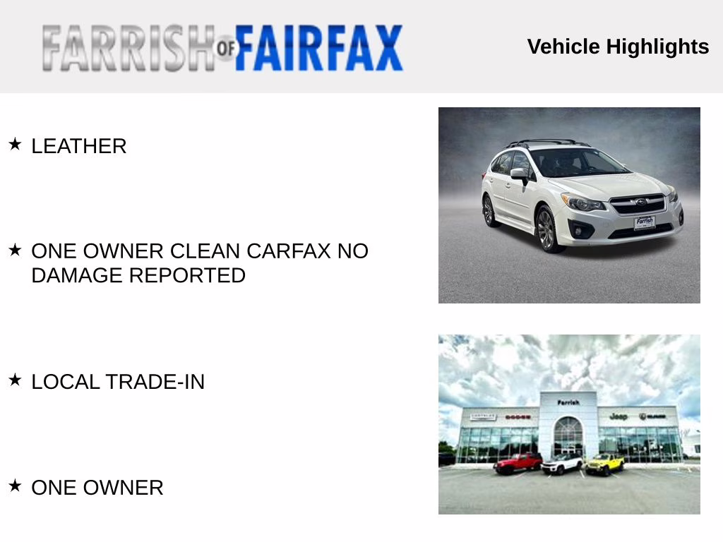 2013 Satin White Pearl Subaru Impreza 2.0i Sport Limited AWD Hatchback